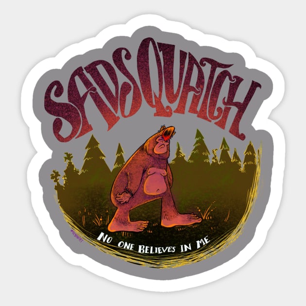 Sadsquatch Sticker by tomryanillustration@gmail.com